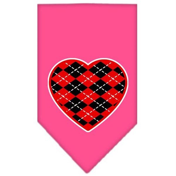 Unconditional Love Argyle Heart Red Screen Print Bandana Bright Pink Small UN812543